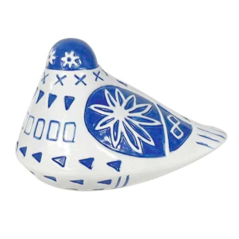 Tracey Boyd Blue Ceramic Tonala Bird Figurine, 7.5″