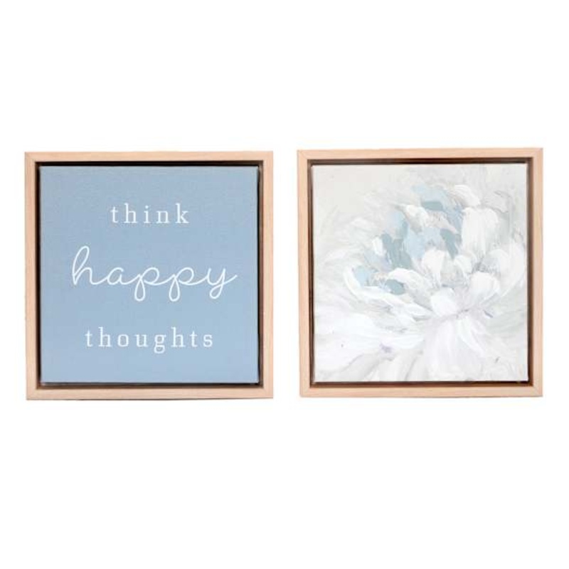 2-Piece Think Happy Thoughts Canvas Set, 8″