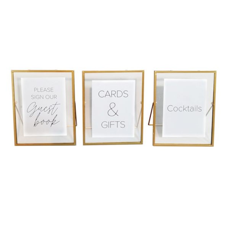 3-Pack Gold Frame Signs, 7×9