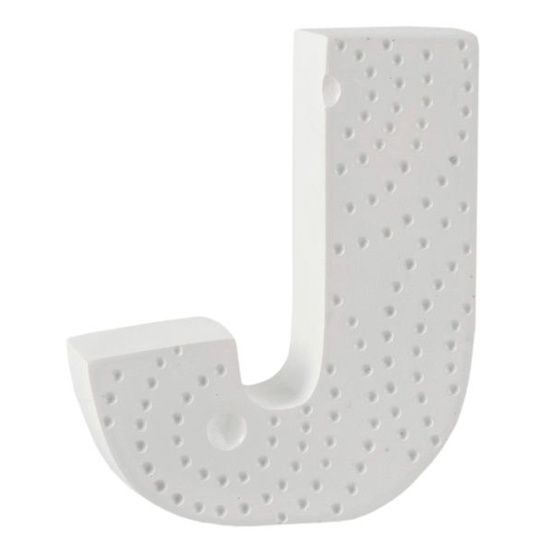 5″ White Monogram Letter, J