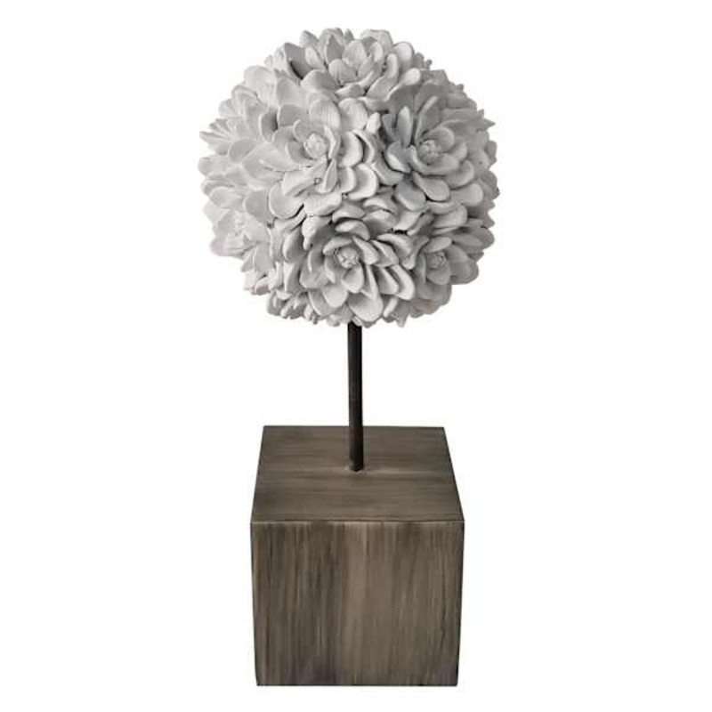 Tracey Boyd White Flower Ball Figurine, 13.8″