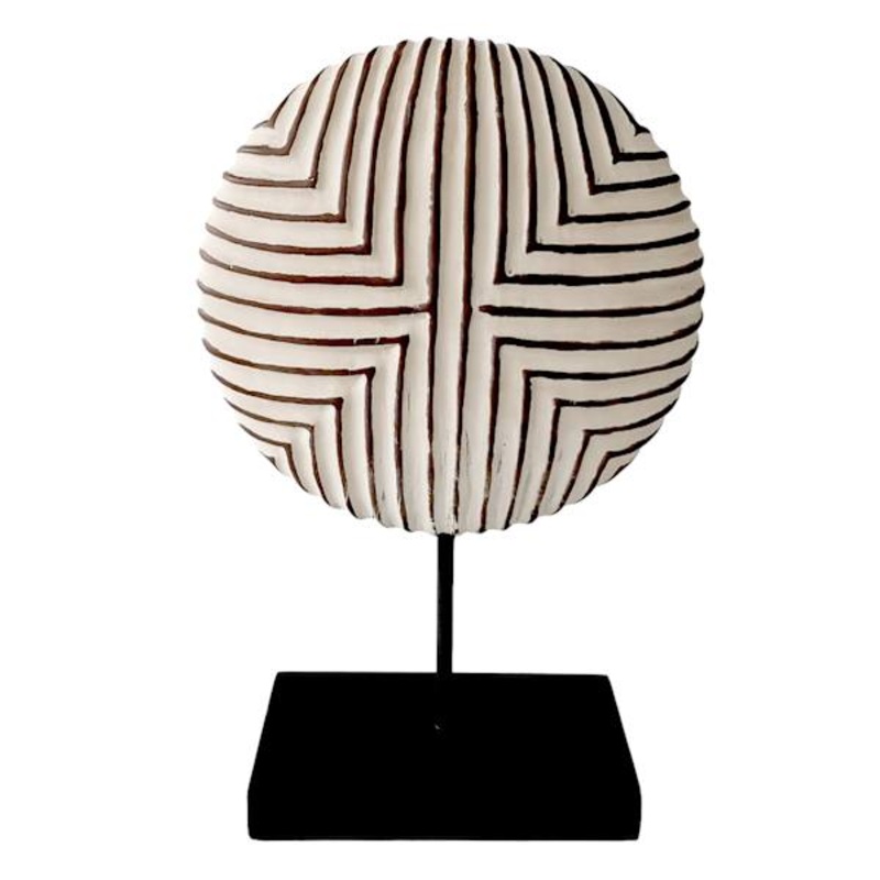 Tracey Boyd White Tribal Charger On Stand, 11″