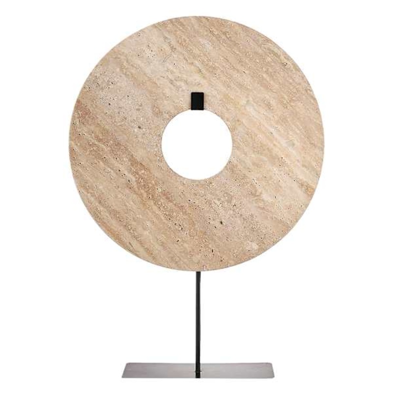 Travertine Medallion on Stand, 16.5″