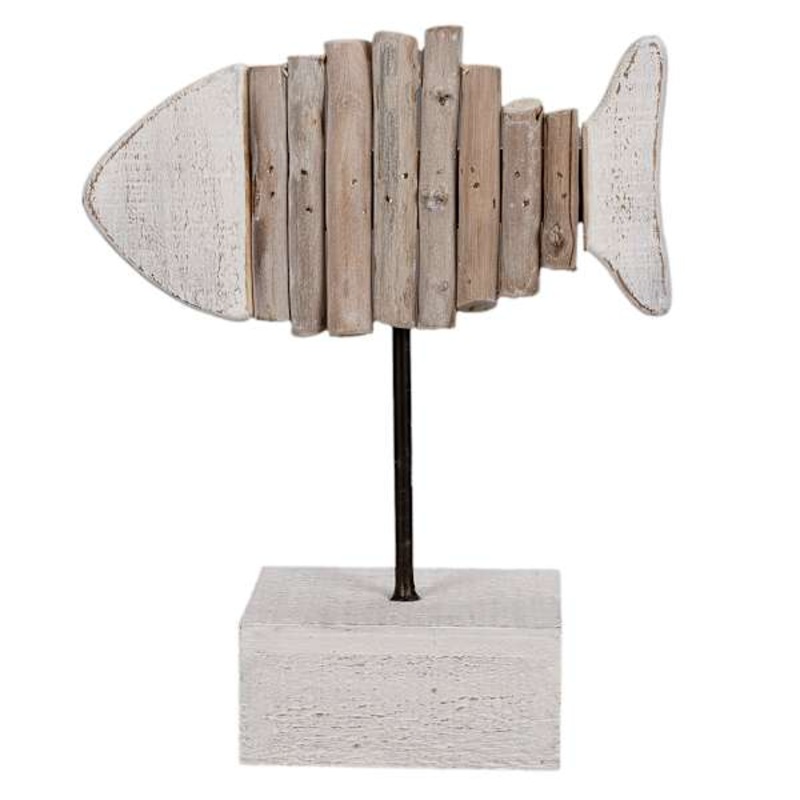 Ty Pennington Wooden Fish on Pedestal, 9.8″