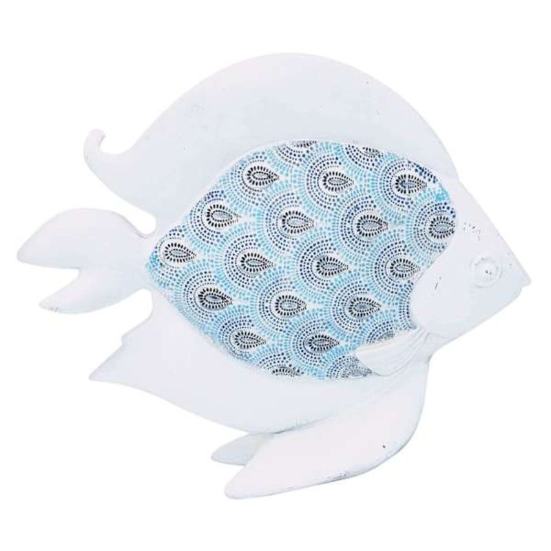 White & Blue Fish Figurine, 8″