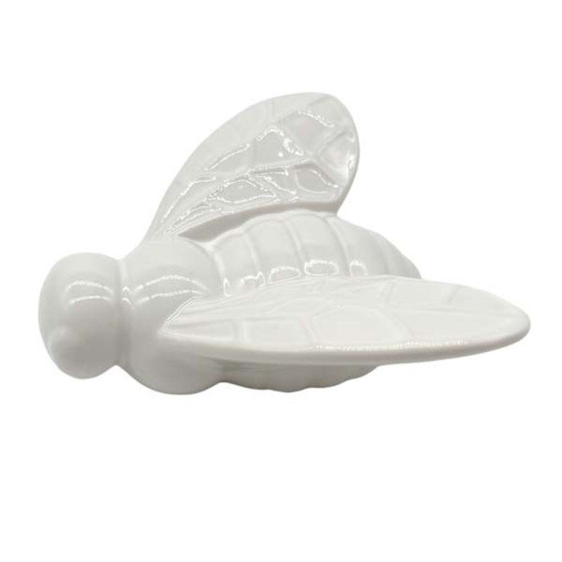 White Ceramic Bee, 3.7″