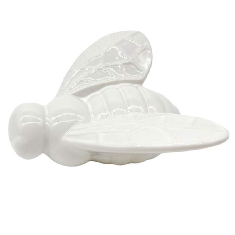 White Ceramic Bee, 5″