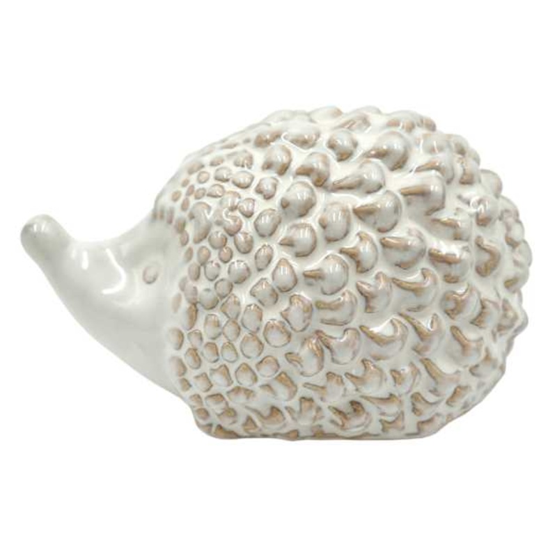 White Ceramic Hedgehog Decor, 6″