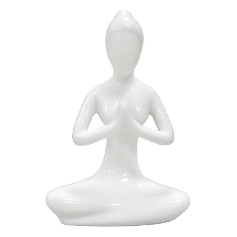 White Ceramic Lady Yogi, 4.5″
