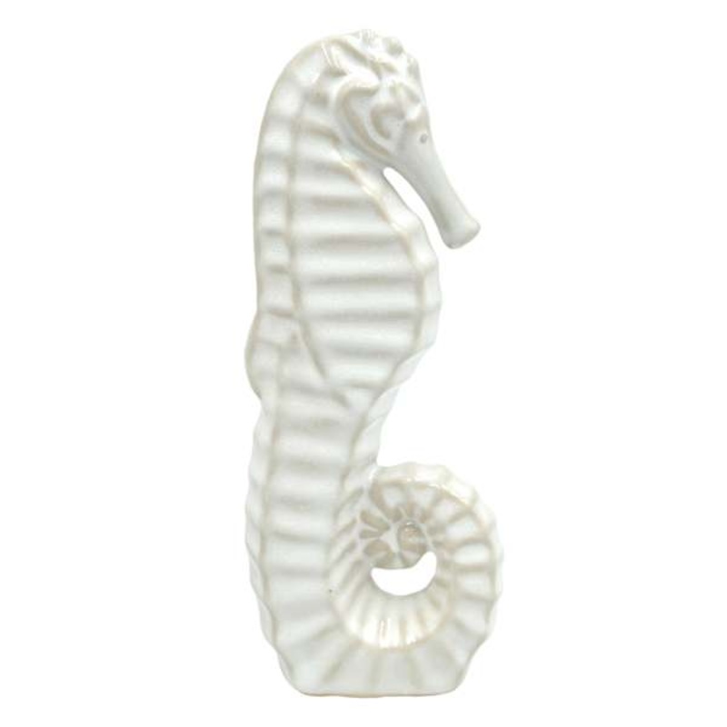 White Ceramic Seahorse, 7″