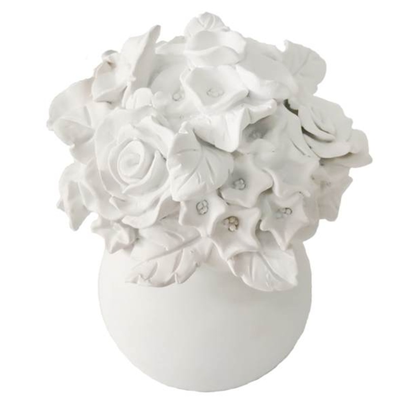 White Flower Bouquet Figurine, 7″