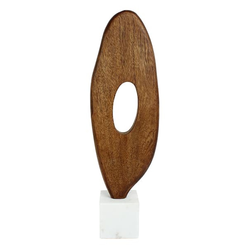 White Marble & Wood Oversized Dcor, 24″