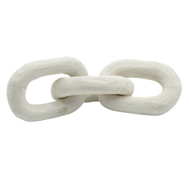 White Wooden Link Table Decor, 10″