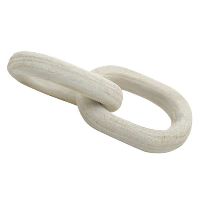 White Wooden Link Table Decor, 9″