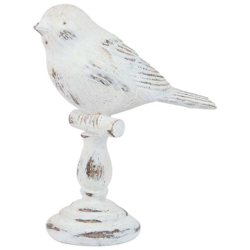 Whitewash Bird Figurine, 5″