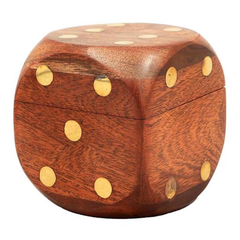 Wooden Dice Cube Box, 3″
