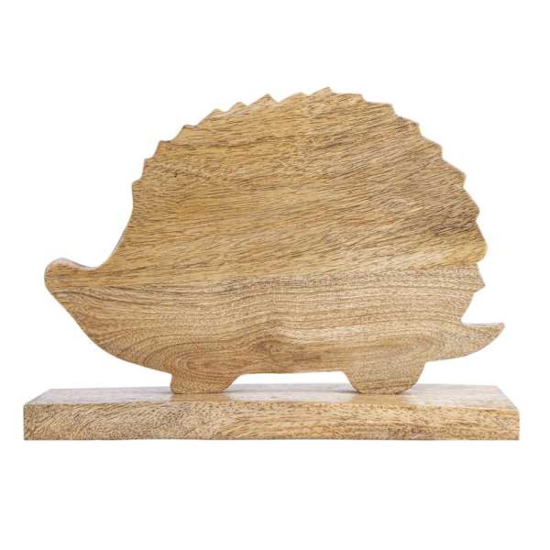 Wooden Hedgehog Figurine, 7″