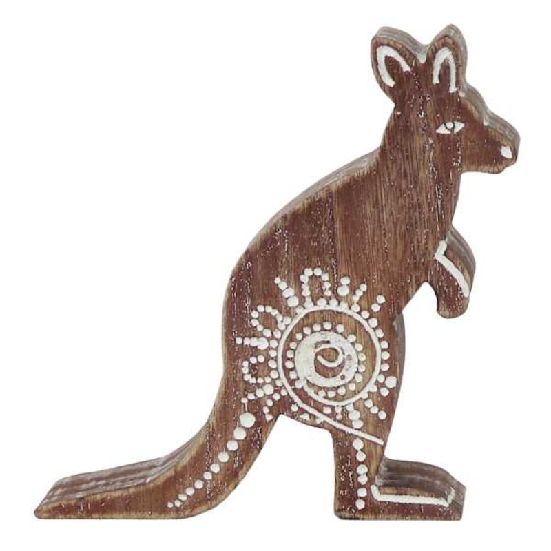 Wooden Kangaroo Figurine, 9″