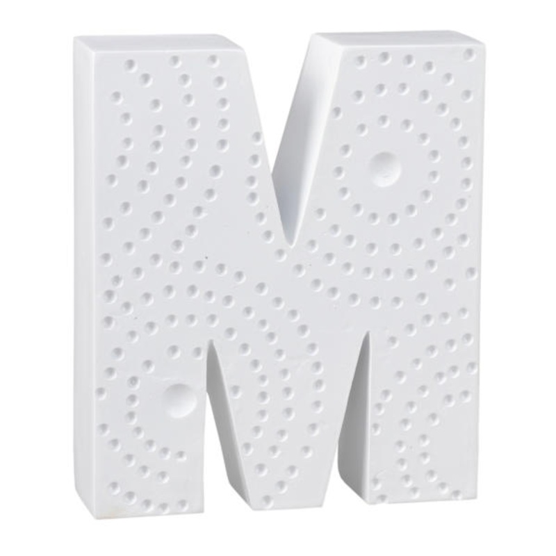 5″ White Monogram Letter, M