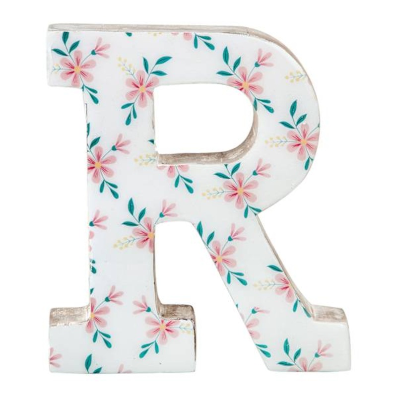 6″ Floral Wooden Letter, R