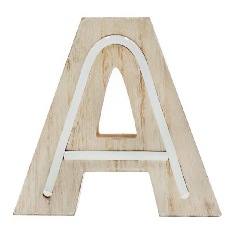 6″ LED Wood Monogram Letter, A