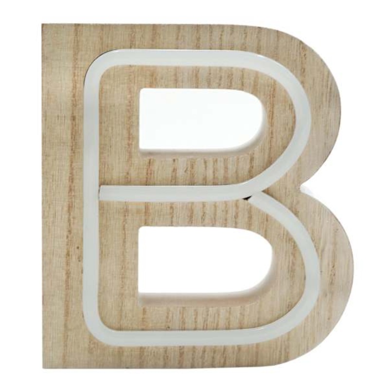 6″ LED Wood Monogram Letter, B