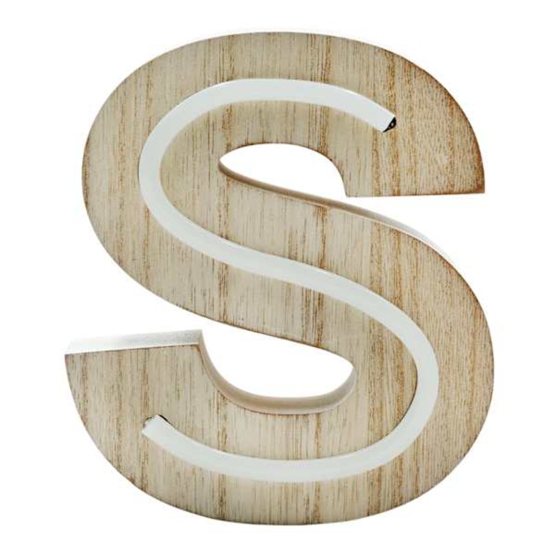 6″ LED Wood Monogram Letter, S