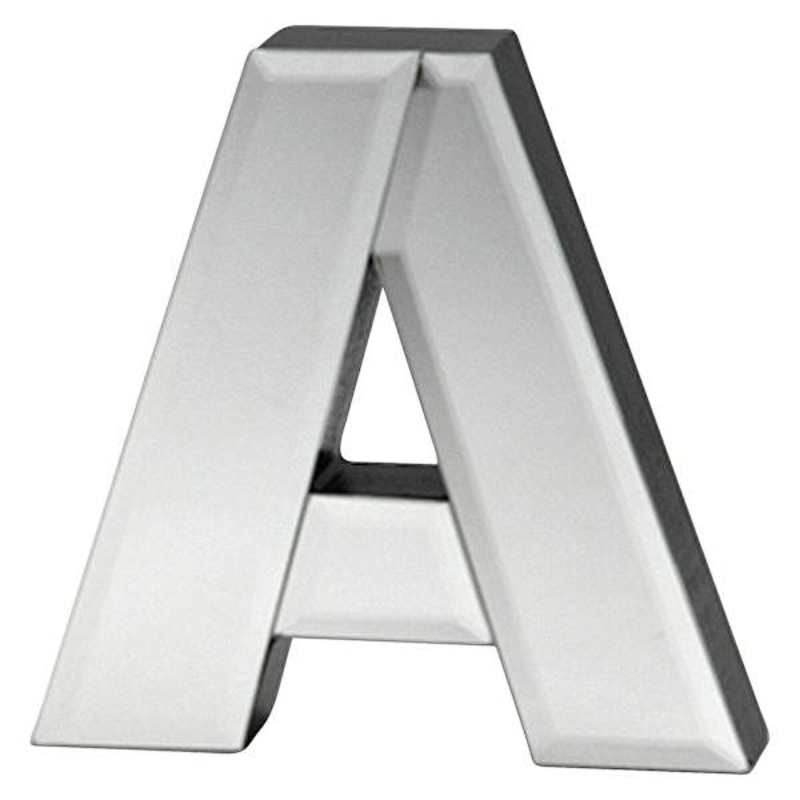 6″ Mirrored Wood Monogram Letter, A