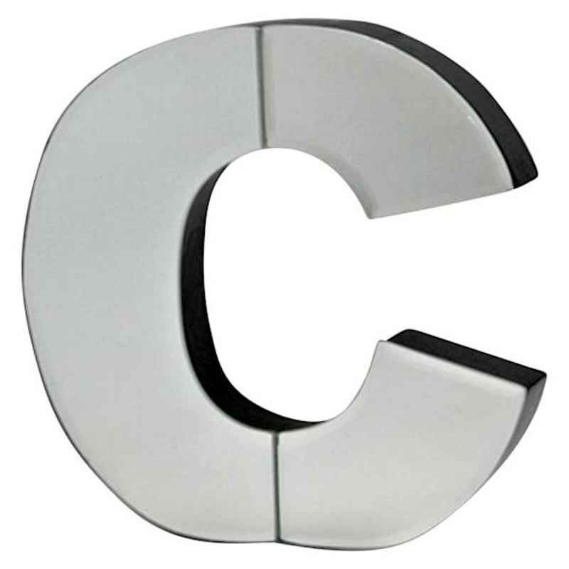 6″ Mirrored Wood Monogram Letter, C