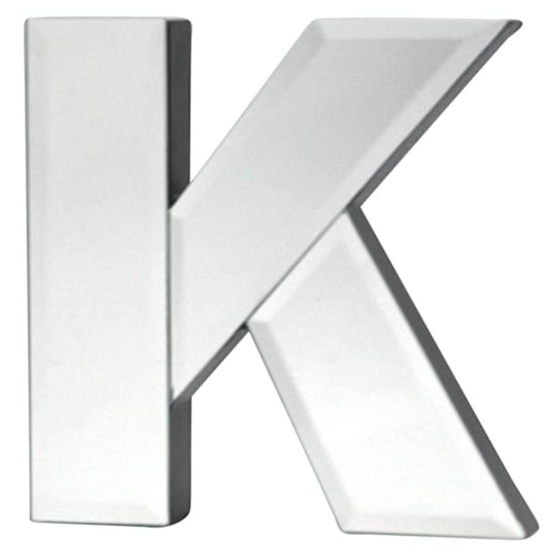 6″ Mirrored Wood Monogram Letter, K
