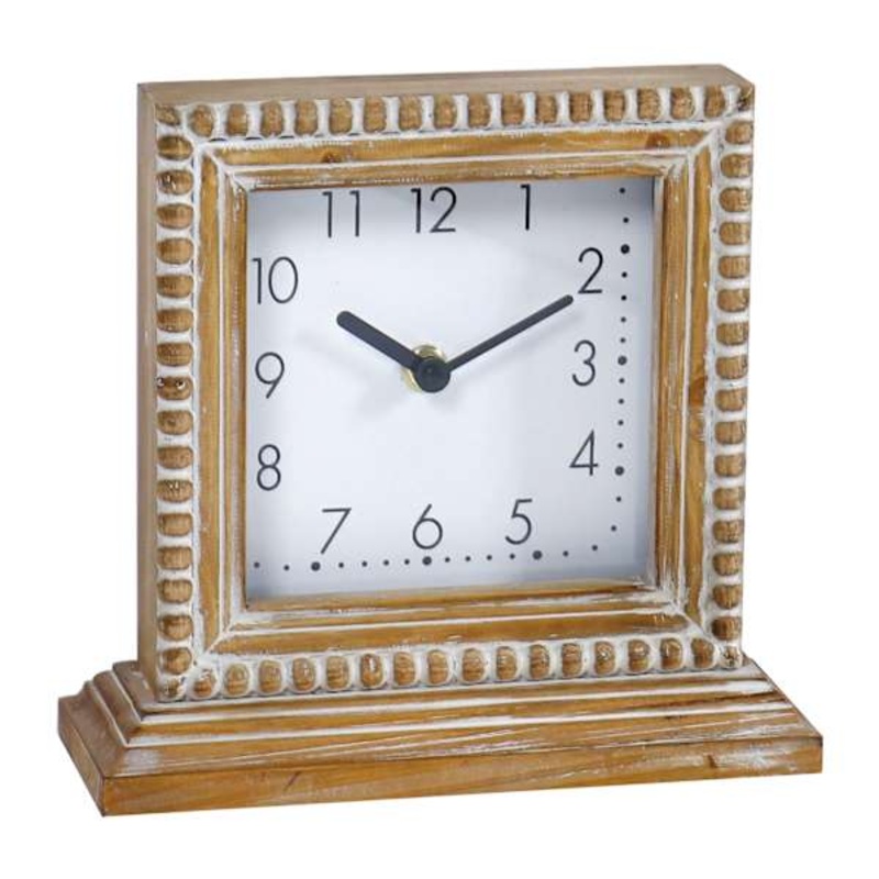 Beaded Square Wooden Clock, 8×7.5