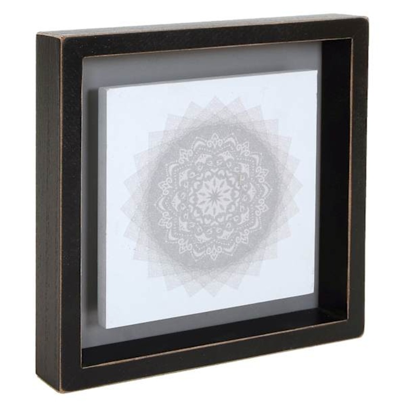 Black Framed Mandala Table Decor, 8″