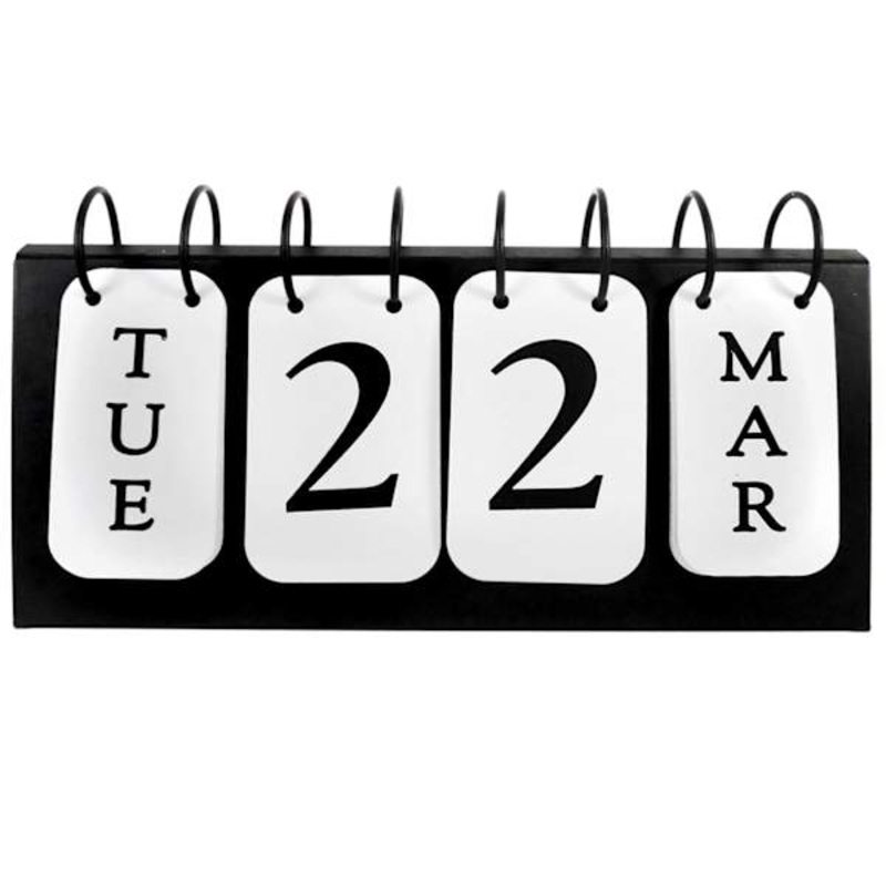 Black Metal Flip Calendar, 11×5