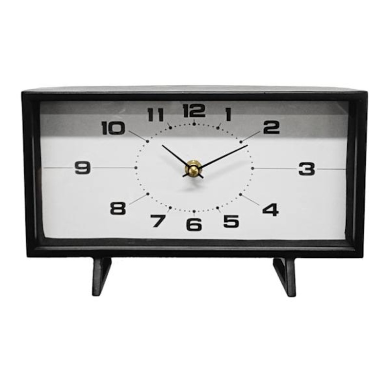 Black Metal Rectangle Table Clock, 10″