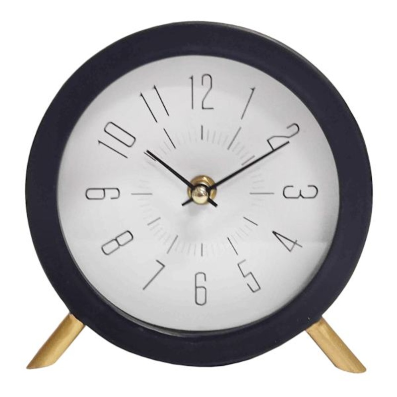 Black Metal Table Clock, 6″