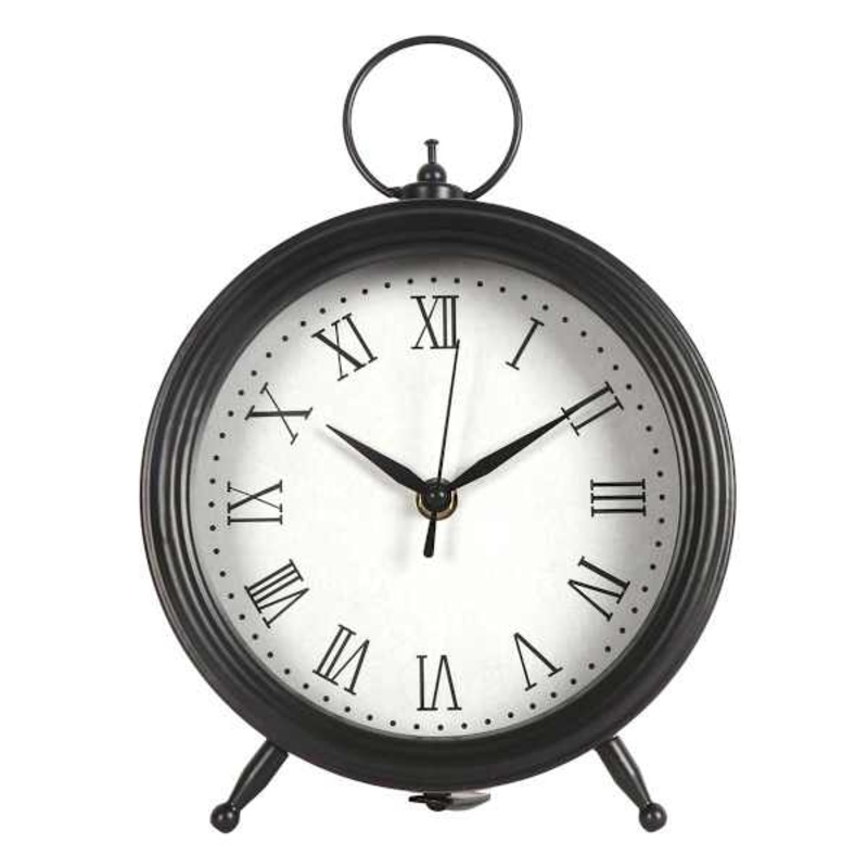 Black Round Table Clock, 10″