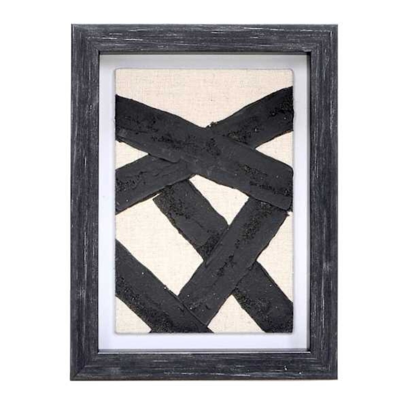 Black & White Brush Strokes Framed Art, 6×8