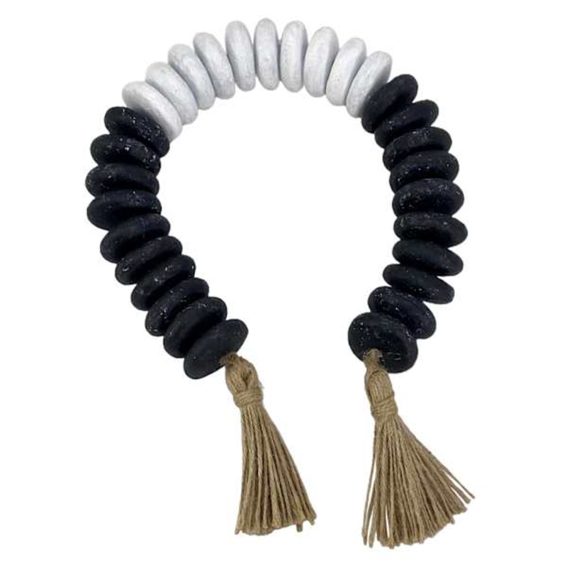 Black & White Garland with Tassels, 25″