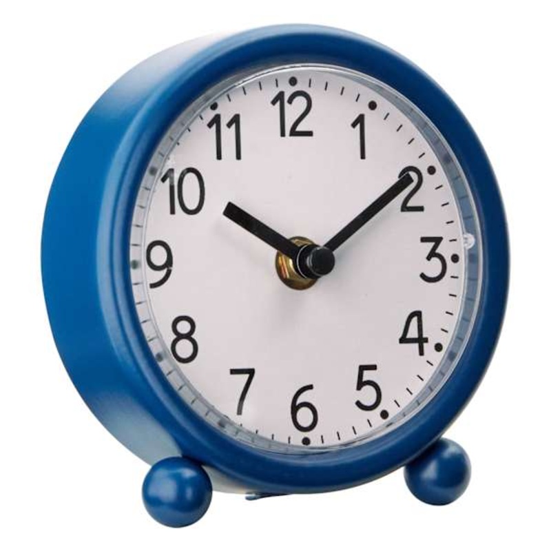 Blue Metal Round Clock, 5″
