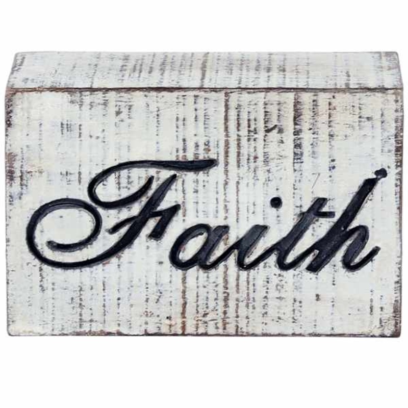 Distressed Faith Block Sign, 5×3