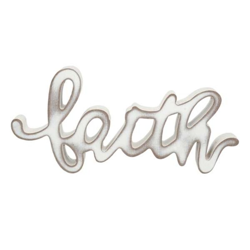 Distressed Faith Cutout Table Sign, 10×5