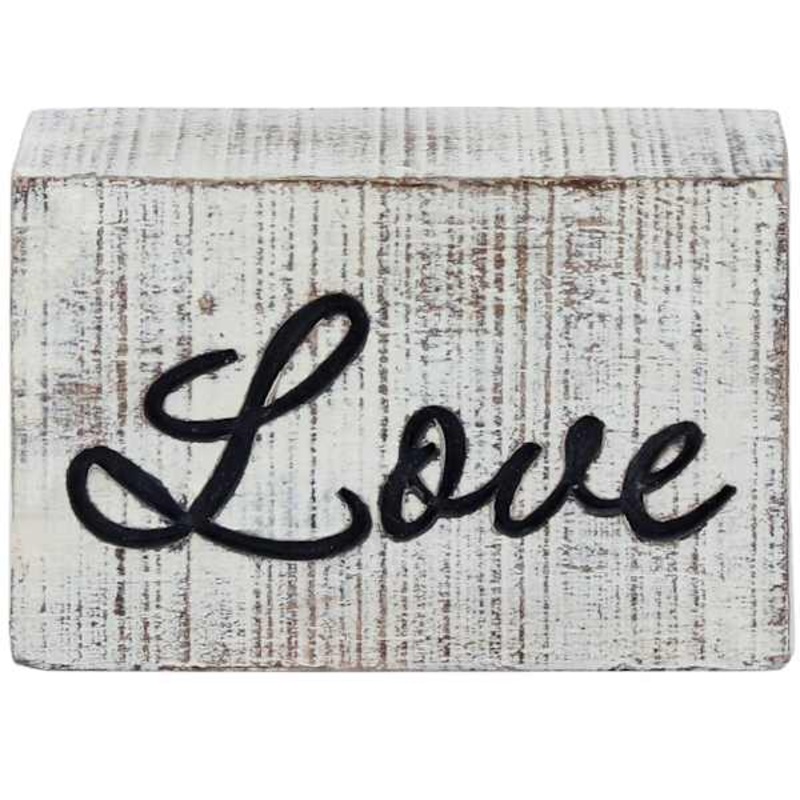 Distressed Love Block Sign, 5×3