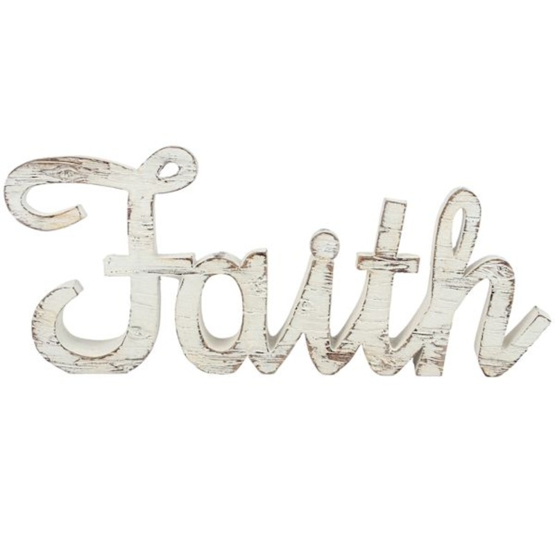 Faith Cutout Distressed Table Sign, 5×3