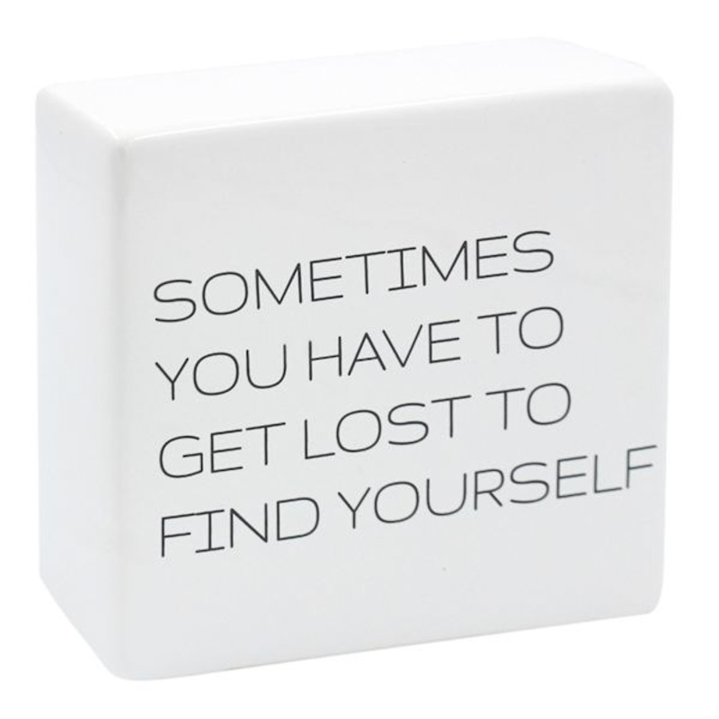 Find Yourself White Ceramic Block Sign, 6″