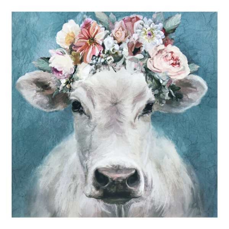Flower Crown Cow Art, 8″