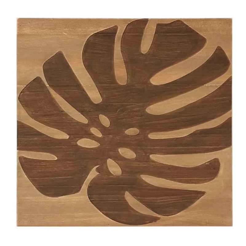 Found & Fable Engraved Palm Leaf Wood Block, 10″