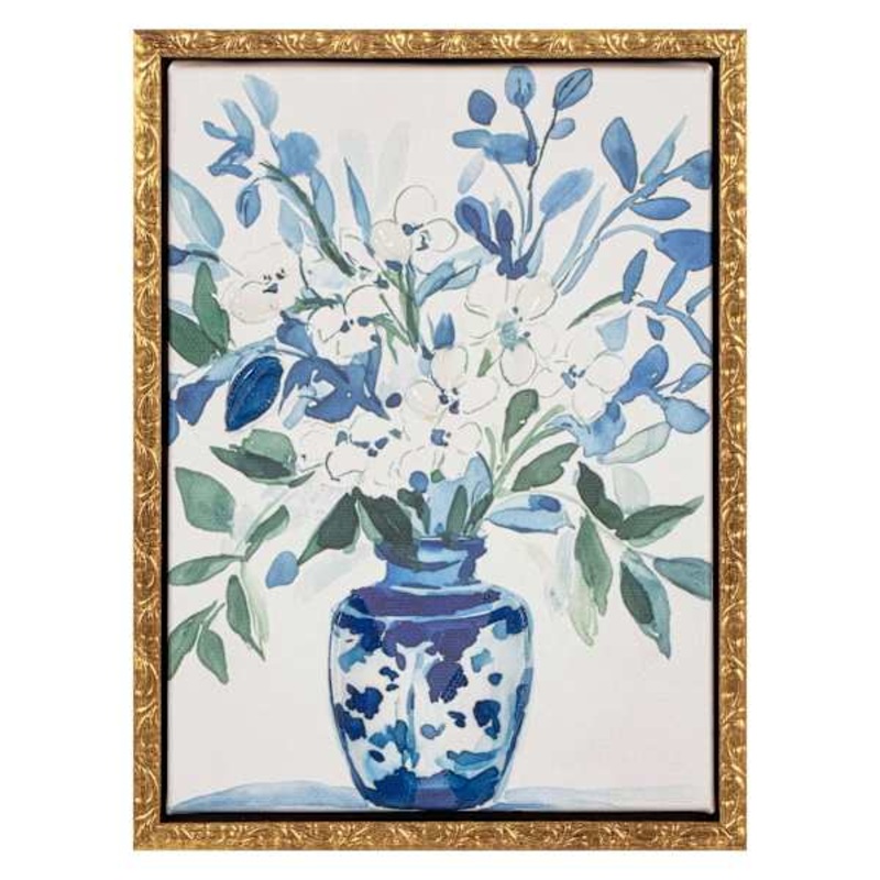 Framed Blue Vase Canvas, 6×8