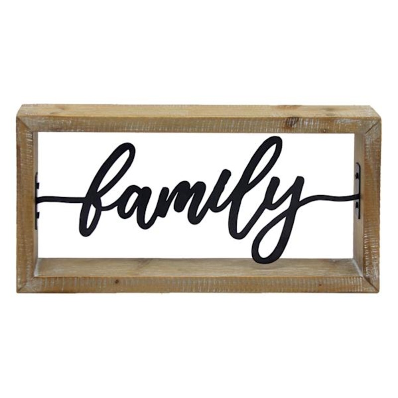 Framed Family Cutout Block Sign, 12×8