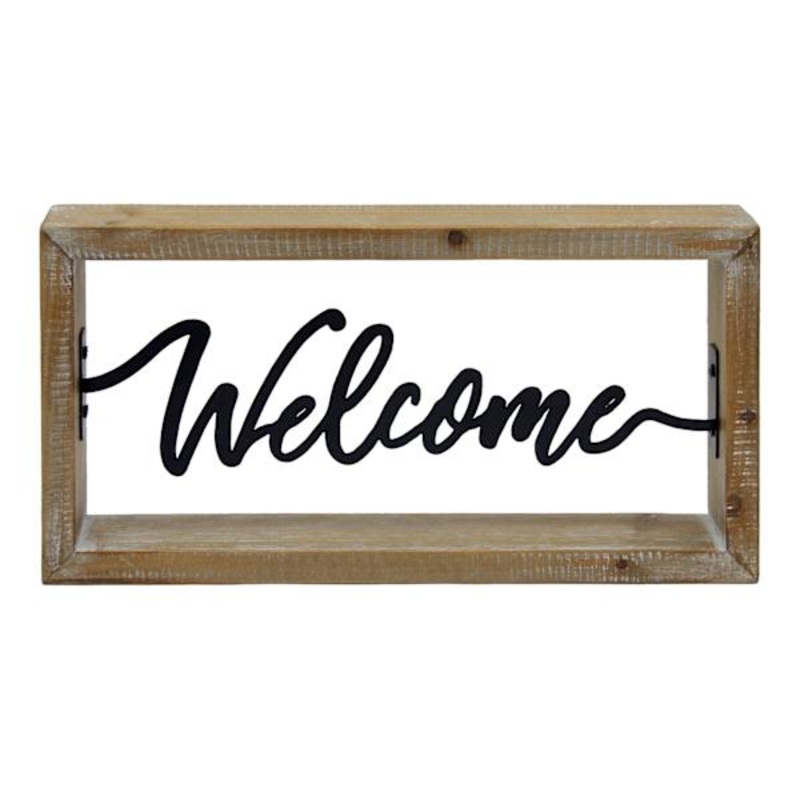 Framed Welcome Cutout Block Sign, 12×8