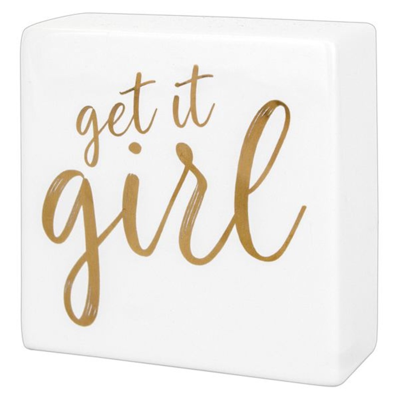 Get It Girl White Ceramic Block, 4″